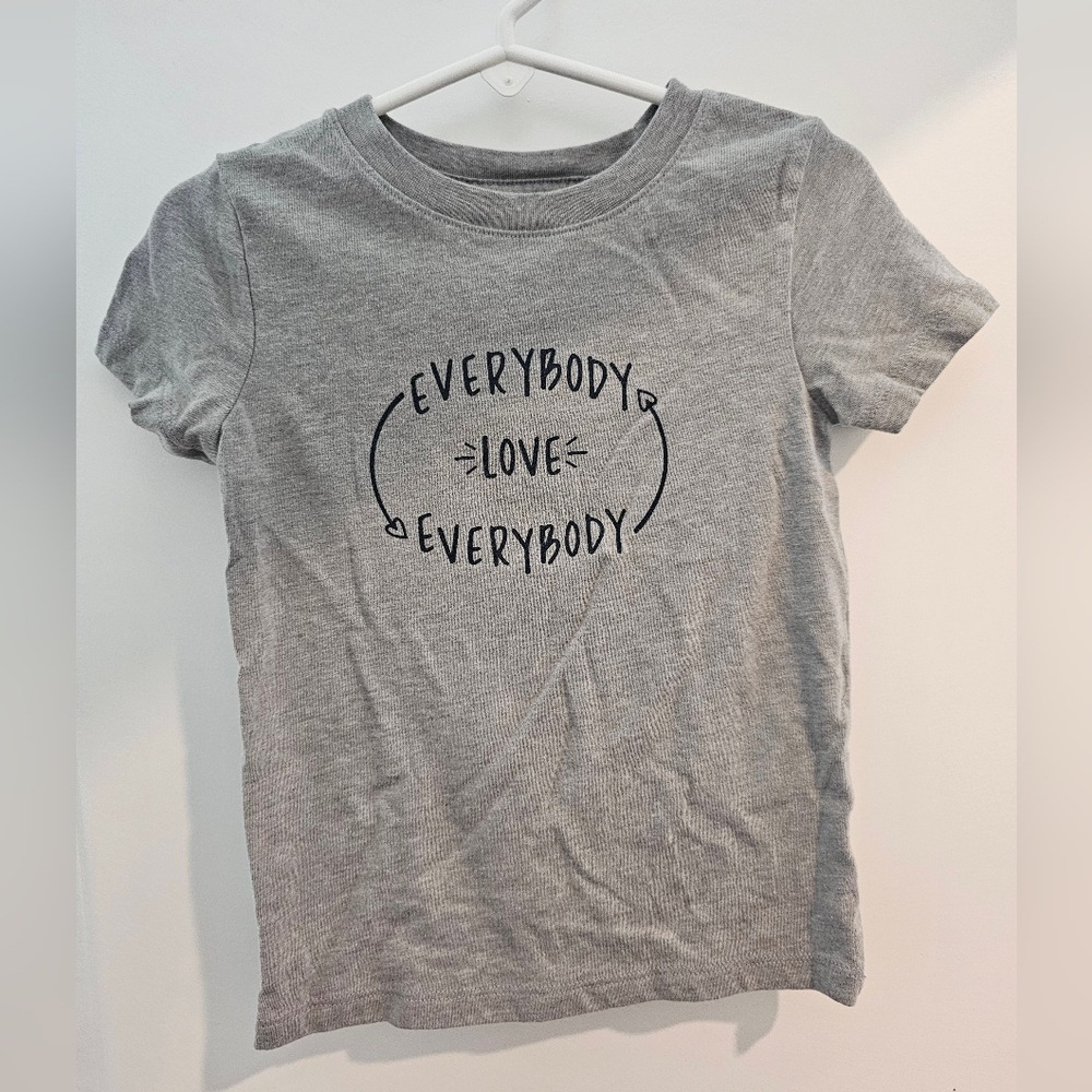 Kids 2T Cat Jack Gray TShirt Everybody Love Everybody‎ Positive Valentines heart